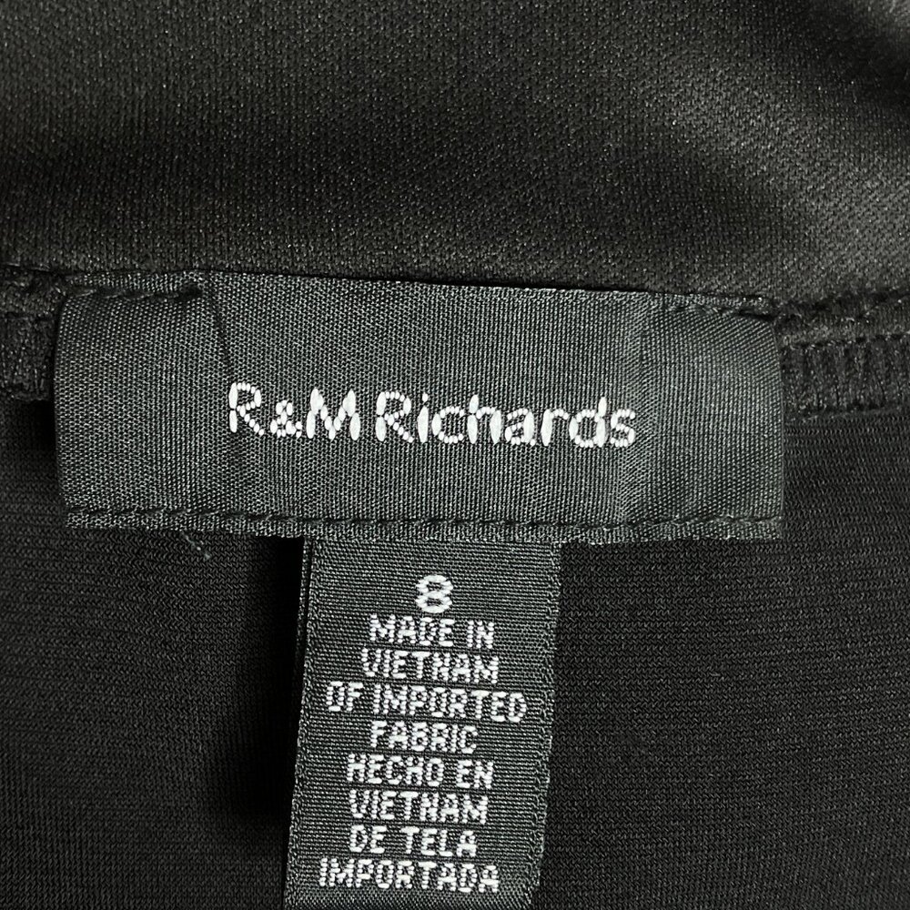 R&M Richards Size 8 Black Beaded Embellished Neckline Stretch Cocktail Dress - Picture 5 of 6
